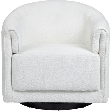 Textured Upholstered Swivel Accent Chair In Cream and Black