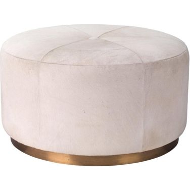 Thackeray Round Pouf In White 20THAC-LGWH