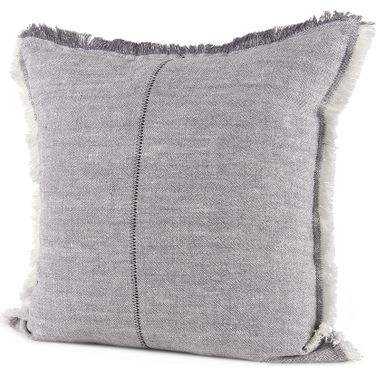Thais 20 x 20 Inch Fringed Decorative Pillow Cover In Blue and Cream
