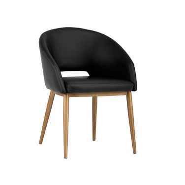 Thatcher Dining Armchair In Champagne Gold and Onyx