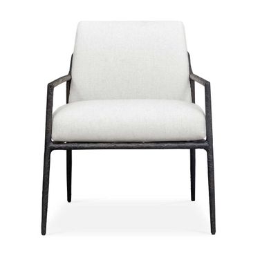 Thayer Outdoor Upholstered Lounge Chair In White and Bronze