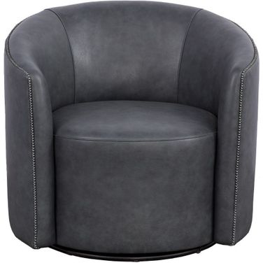 The Leather Reserve Graham Swivel Chair In Night