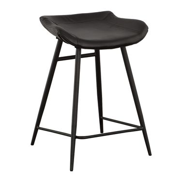 The Leather Reserve Nadia Bar Stool Set of 2 In Matte Black
