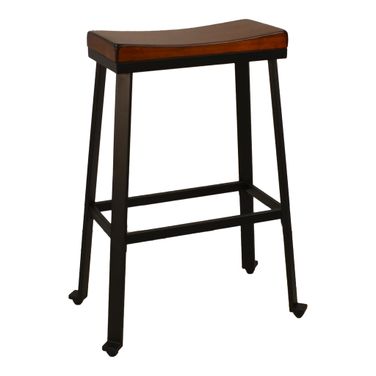 Thea 30 Inch Saddle Seat Barstool In Chestnut and Black