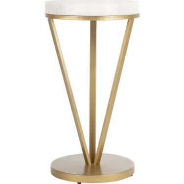 Theia White Marble and Gold Accent Table