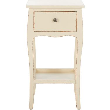 Thelma Vintage Cream End Table with Storage Drawer