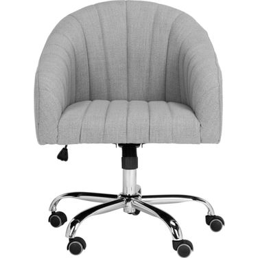 Themis Grey Linen Chrome Leg Swivel Office Chair
