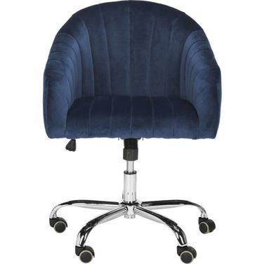 Themis Navy Velvet Chrome Leg Swivel Office Chair