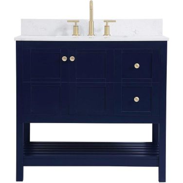 Theo 36 Inch Single Bathroom Vanity In Blue With Backsplash