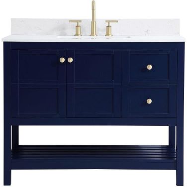 Theo 42 Inch Single Bathroom Vanity In Blue With Backsplash