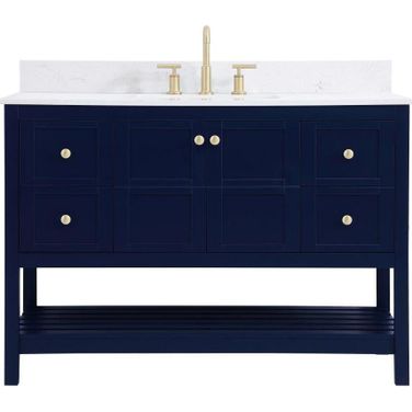 Theo 48 Inch Single Bathroom Vanity In Blue With Backsplash