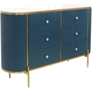 Theodore Marble Top Metal Frame Sideboard In Gold and Green