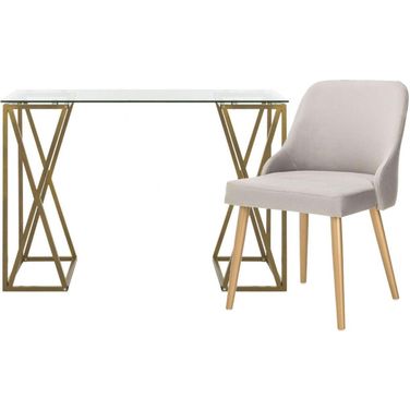 Theresa Gold and Glass Top Home Office Set