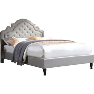 Theresa Tufted Linen Fabric California King Bed In Gray