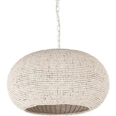 Theta White-Washed Beaded Chandelier