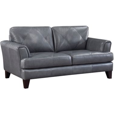 Thierry Leather Loveseat In Gray
