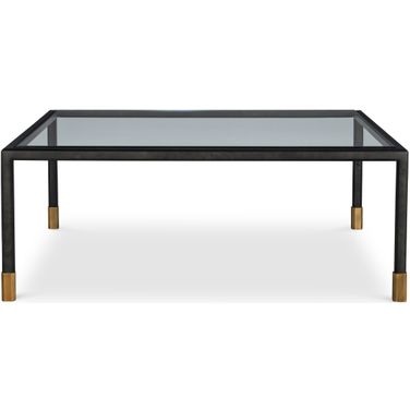 Thomas O'Brien Jennings Glass Square Cocktail Table In Black