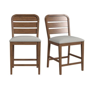 Thorin Counter Chair with Fabric Set of 2 In Brown and Light Grey