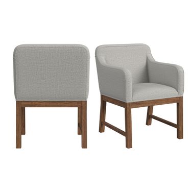Thorin Upholstered Dining Chair with Fabric Set of 2 In Brown and Light Grey