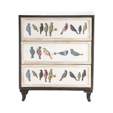 Three-Drawer Chest In White and Brown
