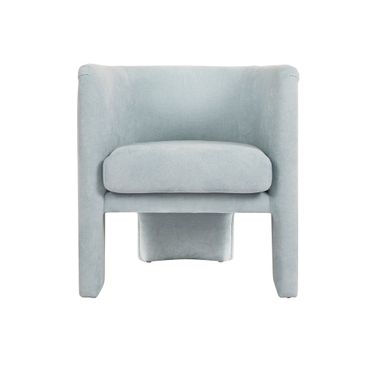 Three Leg Fully Upholstered Barrel Chair In Light Blue