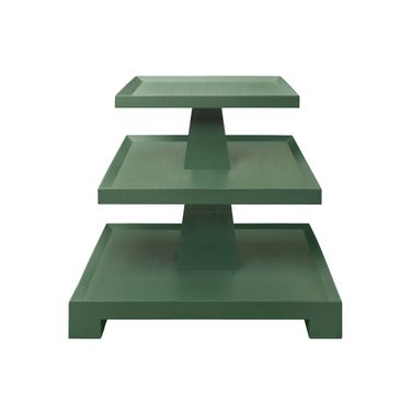 Three Tier Center Column Side Table In Green