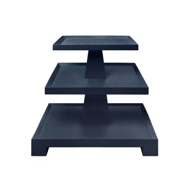 Three Tier Center Column Side Table In Navy