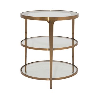 Three Tier Glass Top Round End Table In Gold