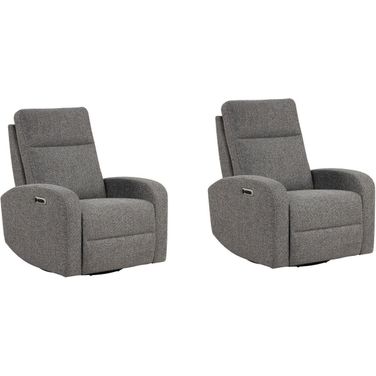 Thriller Power Swivel Glider Recliner Set of 2 In Natural Beauty Grey