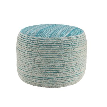 Thryve Striped Ottoman Pouf In Aqua Blue