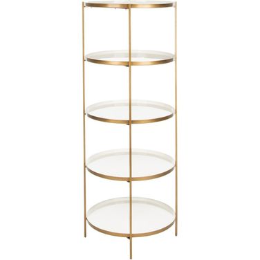 Tia White and Brass Round 5 Tier Etagere