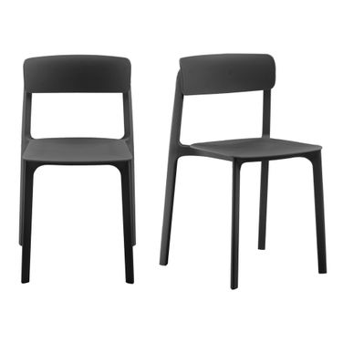 Tibo Stackable Outdoor Side Chair Set of 2 In Black