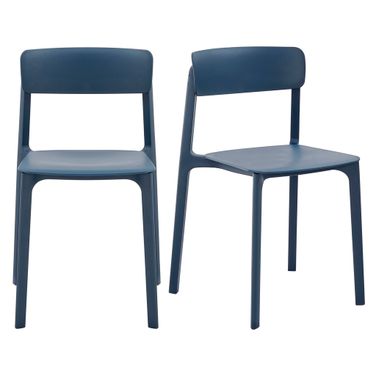 Tibo Stackable Outdoor Side Chair Set of 2 In Blue