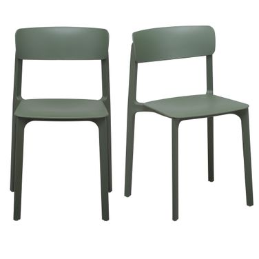 Tibo Stackable Outdoor Side Chair Set of 2 In Green