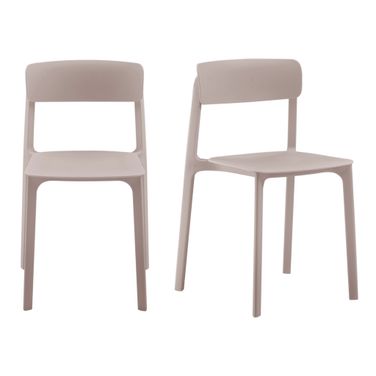 Tibo Stackable Outdoor Side Chair Set of 2 In Taupe