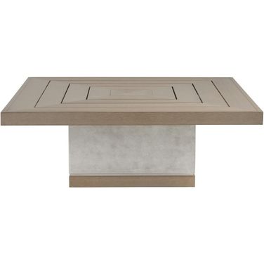 Tiburon Outdoor Square Cocktail Table In Tan and White