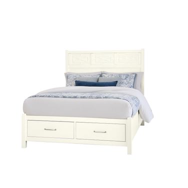 Tide and Timber King Fretwork Bed With Storage Footboard In Cream