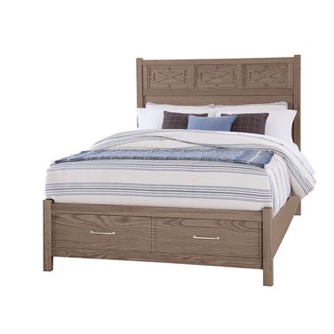 Tide and Timber King Fretwork Bed With Storage Footboard In Grey