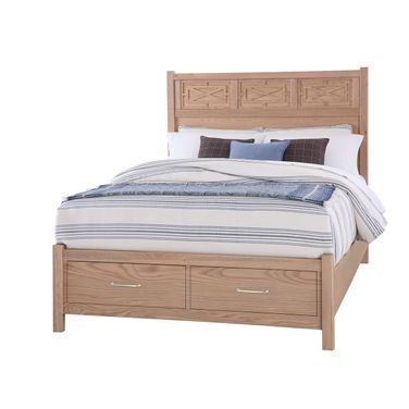 Tide and Timber King Fretwork Bed With Storage Footboard In Natural