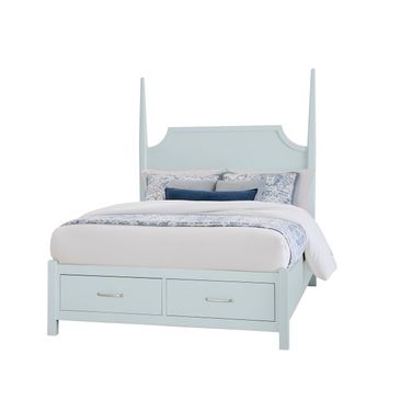 Tide and Timber King Pencil Poster Bed With Footboard Storage In Blue