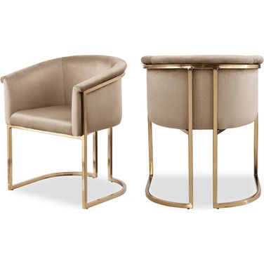 Tierra Velvet Dining Chair In Beige