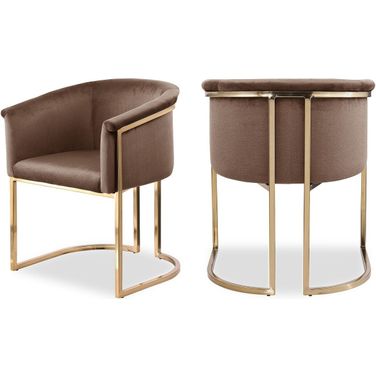 Tierra Velvet Dining Chair In Brown