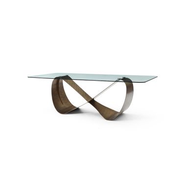 Tiffany Glass Top Dining Table In Bronze