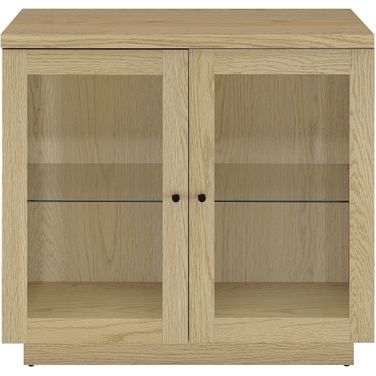 Tilbury 2-Door Glass Front Accent Display Cabinet In Light Oak