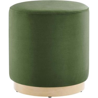 Tilden 16 Inch Performance Velvet Upholstered Round Ottoman In Moss Green