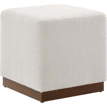 Tilden 17 Inch Boucle Upholstered Square Ottoman In White