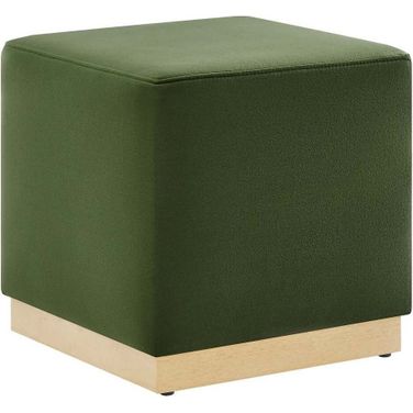 Tilden 17 Inch Performance Velvet Upholstered Square Ottoman In Moss Green