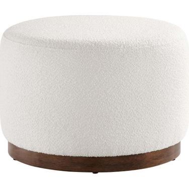 Tilden 23 Inch Boucle Upholstered Large Round Ottoman In White