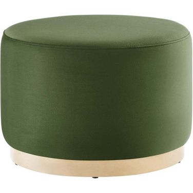 Tilden 23 Inch Performance Velvet Upholstered Large Round Ottoman In Moss Green