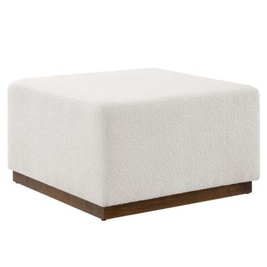 Tilden 28 Inch Boucle Upholstered Large Round Ottoman In White